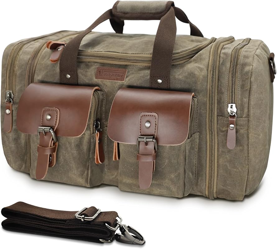 Wildroad Waxed Canvas 50L Duffle Bag, Large Capacity Overnig