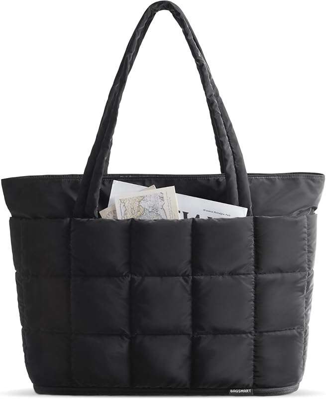 BAGSMART Expandable Puffer Tote Bag for Women, Large Capacit